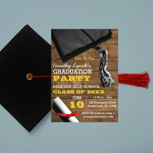 Inbjudan till Barnwood Tassel Guld Studenten