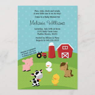 Inbjudan till Barnyard Animal Baby Shower
