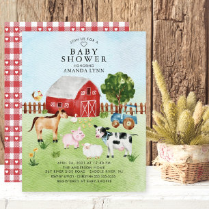 Inbjudan till Barnyard Animals Baby Shower för vat