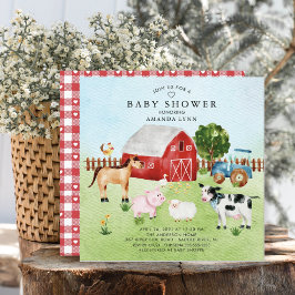 Inbjudan till Barnyard Animals Baby Shower för vat