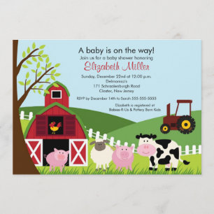 Inbjudan till Barnyard Animals Babyskon
