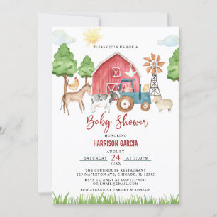 Inbjudan till Barnyard Boskap Baby Shower
