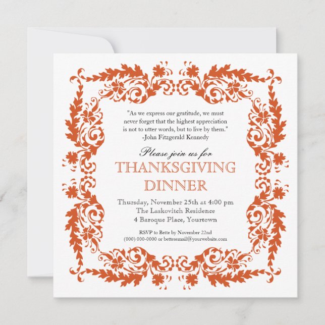 Inbjudan till Baroque Leafy Ram (Framsida)