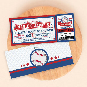 Inbjudan till Baseball Biljett Pass Par Shower