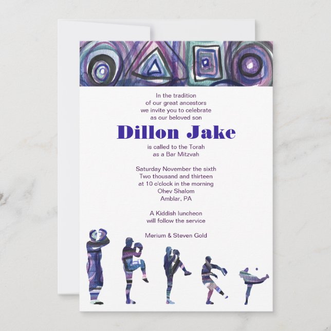 Inbjudan till BASEBALL WATERCOLOR Pub Mitzvah (Framsida)