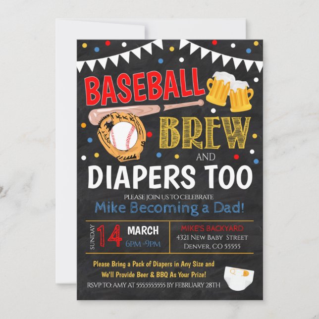 Inbjudan till basket och Beer Baby Shower (Framsida)