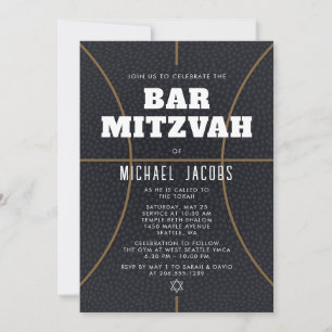 Inbjudan till basketboll Bar Mitzvah med sporttema
