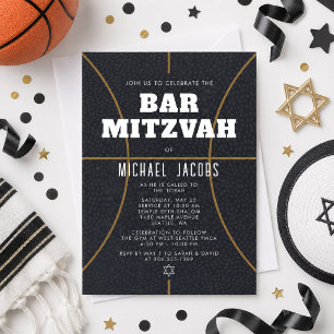 Inbjudan till basketboll Bar Mitzvah med sporttema