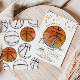 Inbjudan till basketbollpartiet med vattenfärg