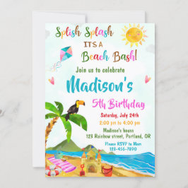 Inbjudan till Bassäng-festen för Beach-födelsedag