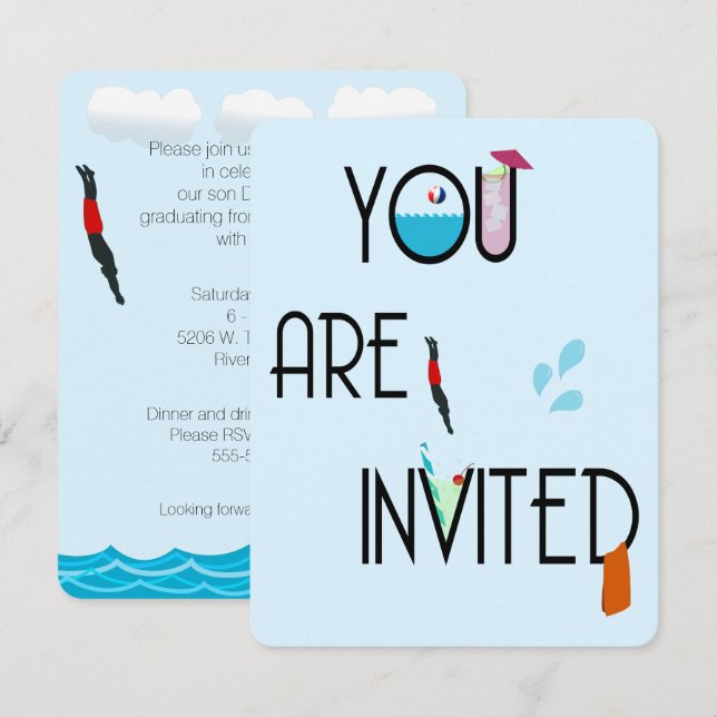 Inbjudan till Bassäng-part (Fram/baksida)