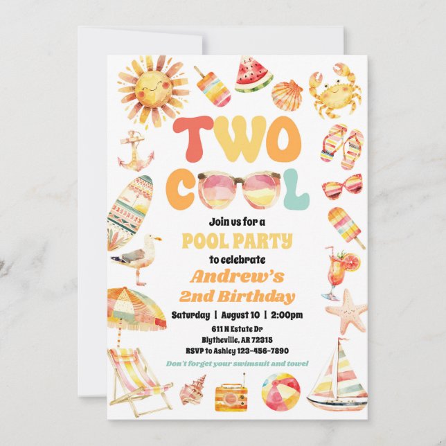 Inbjudan till Bassäng-part för Bright 2-Coolors fö (Framsida)