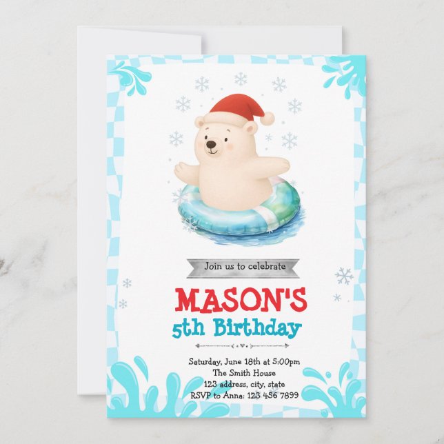 Inbjudan till bassäng-part för polarnas björn på v (Framsida)