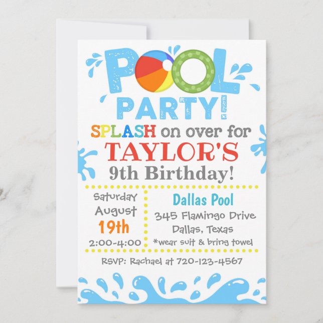 Inbjudan till bassäng-partiet | BASSÄNG FÖDELSEDAG (Framsida)