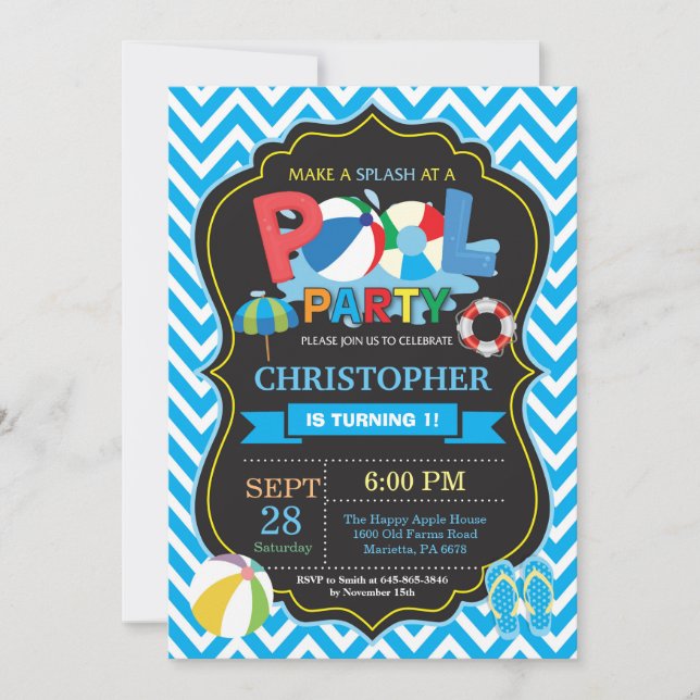 Inbjudan till Bassäng-partiet Sommar Spanska Stänk (Framsida)