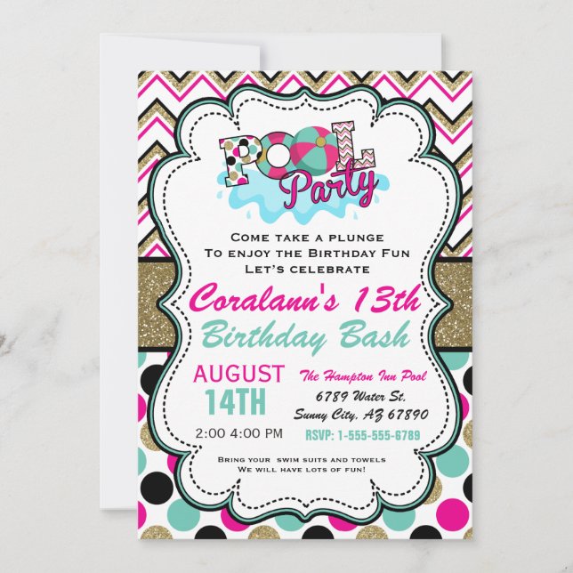 Inbjudan till Bassäng-partiet - sommaren Party - V (Framsida)