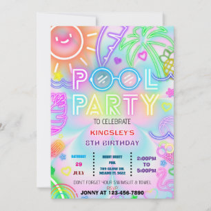 Inbjudan till bassäng party att fyller år 02