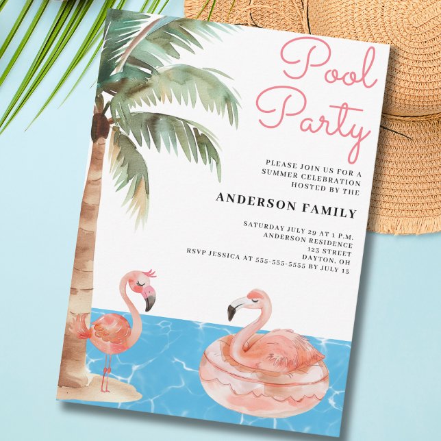 Inbjudan till Bassäng Party Flamingo (Skapare uppladdad)