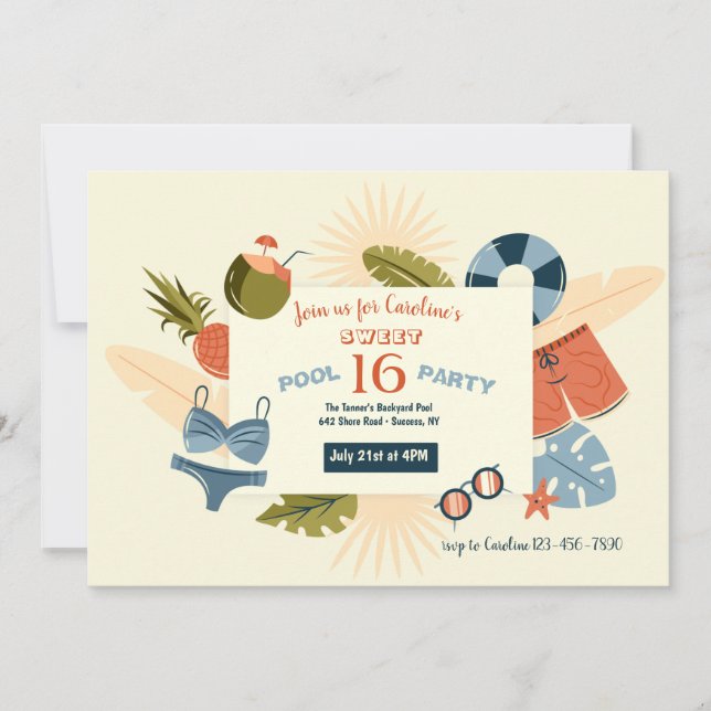 Inbjudan till Bassäng Party-tid (Framsida)