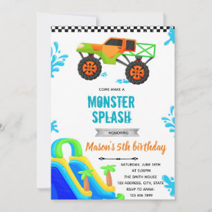 Inbjudan till bassäng-partyn i Monster Lastbil-vat