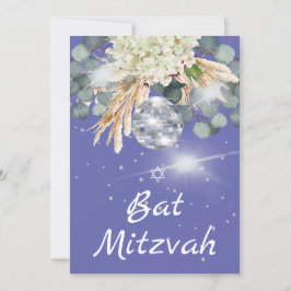 Inbjudan till bat mitzvah Blommigt Disco Boll Lila
