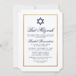 Inbjudan till bat mitzvah Elegant Blue Guld