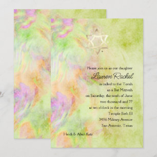 Inbjudan till bat mitzvah grön tidsenhet
