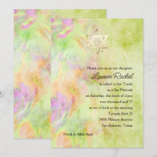 Inbjudan till bat mitzvah grön tidsenhet