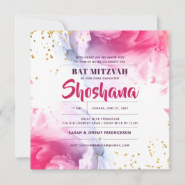 Inbjudan till bat mitzvah vattenfärg i Glitter