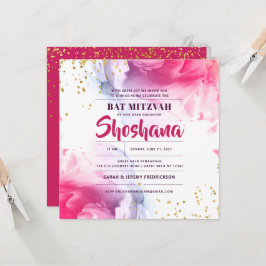 Inbjudan till bat mitzvah vattenfärg i Glitter