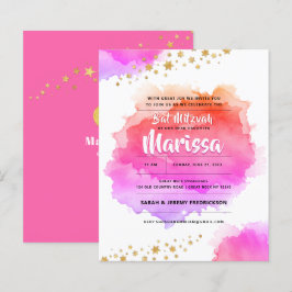 Inbjudan till bat mitzvah vattenfärg i Glitter