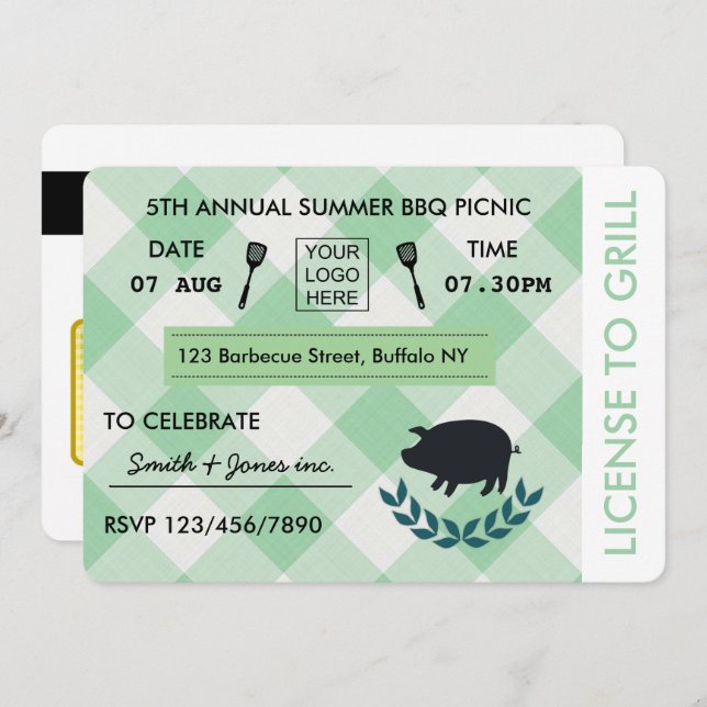 Inbjudan till BBK Barbecue Picnic Party (Fram/baksida)