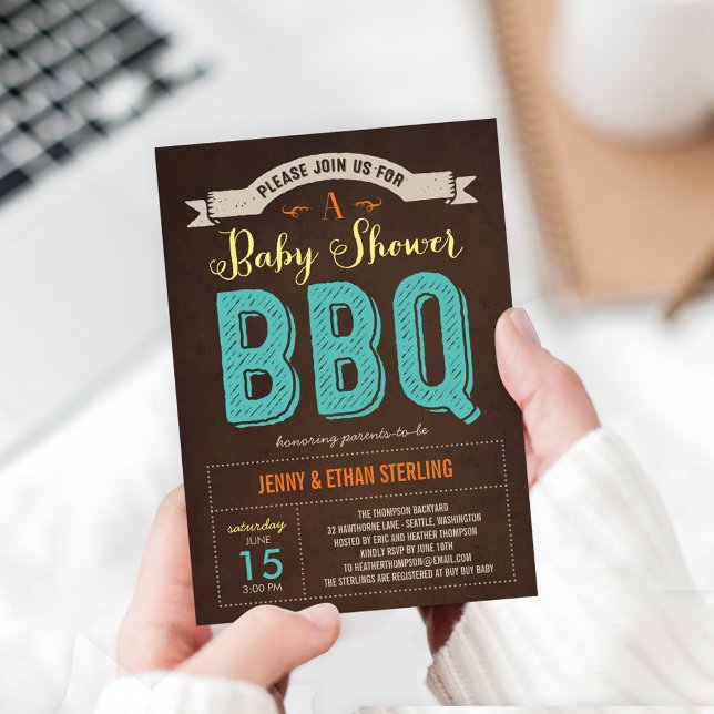 Inbjudan till BBQ Baby Shower - blå (Skapare uppladdad)
