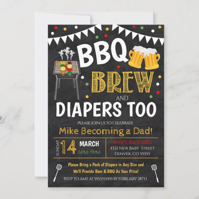 Inbjudan till BBQ- och Beer Baby Shower (Framsida)