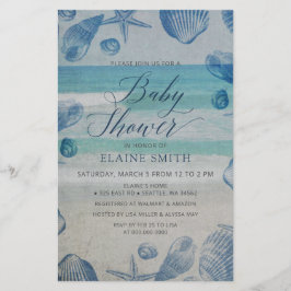 Inbjudan till Beach Baby Shower för budgetsektione