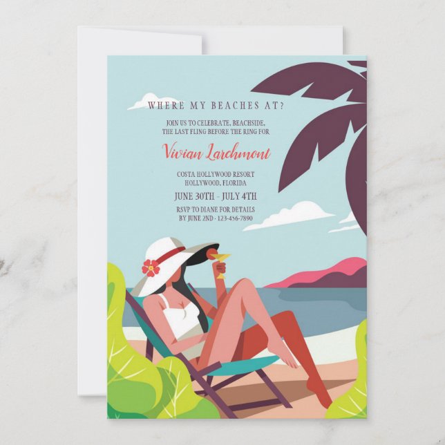 Inbjudan till Beachside Bachelorette-partiet (Framsida)