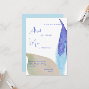 Inbjudan till Beachy Vibes Artsy Blue & Tan Weddin