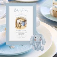 Inbjudan till Beatrix Potter Blue Bunny Baby Showe