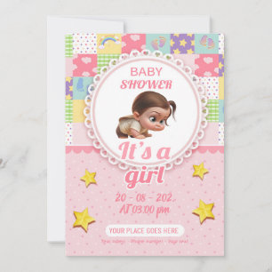 Inbjudan till bébé dusch c'est une fille!