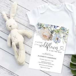 Inbjudan till Bebisdusch i Blåa blommor med vatten