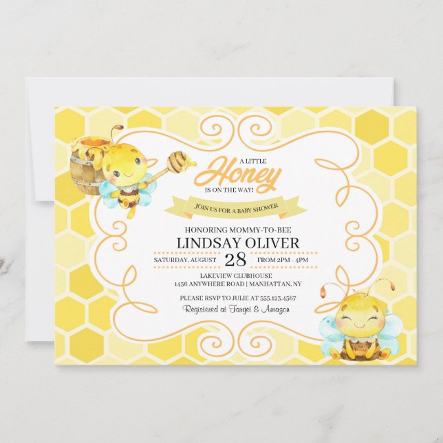 Inbjudan till Bee Baby Shower (Framsida)