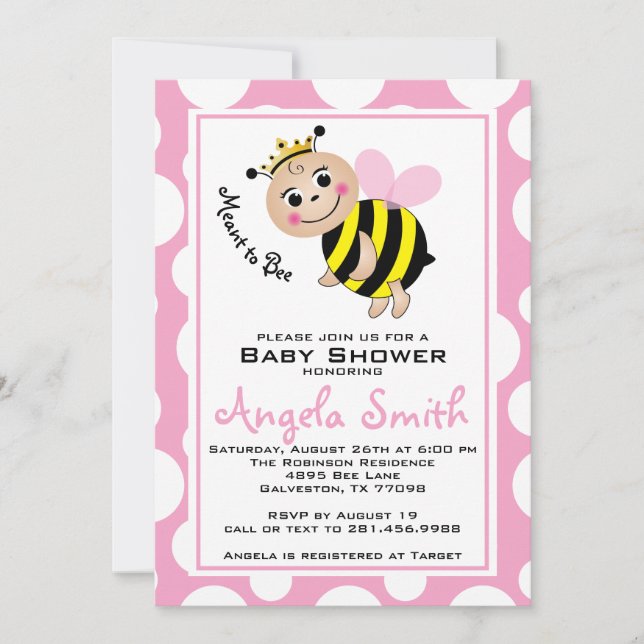 Inbjudan till Bee Baby Shower (Framsida)