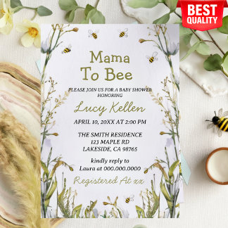 Inbjudan till Bee Wildblomma Baby Shower från mamm