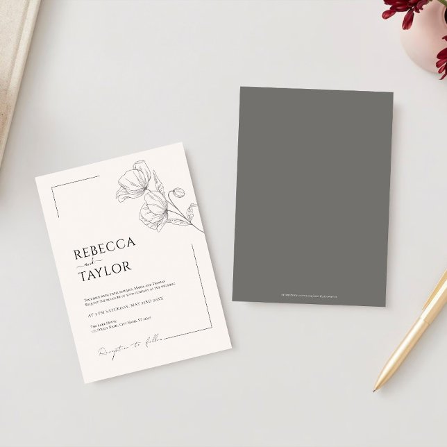 inbjudan till beige Elegant minimalt bröllop (Skapare uppladdad)