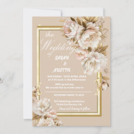 Inbjudan till Beige och Rosa Watercolor Blommigt B