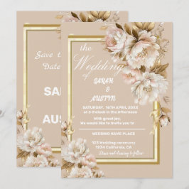 Inbjudan till Beige och Rosa Watercolor Blommigt B