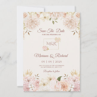 Inbjudan till Beige& Peach Wedding