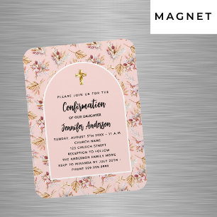 Inbjudan till bekräftelsepampas blommigt ro guld magnet