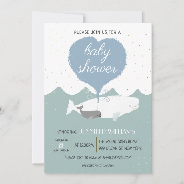Inbjudan till Beluga White Whale Baby Shower (Framsida)