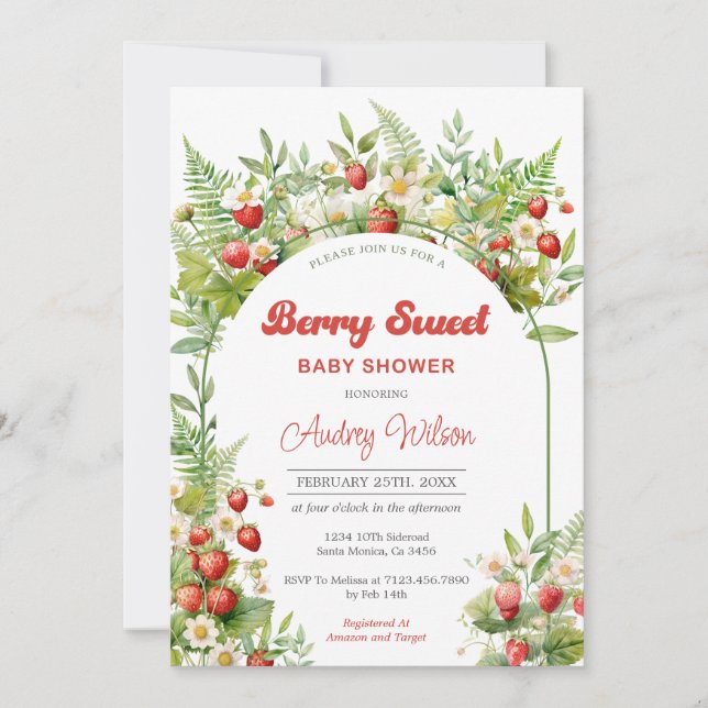 Inbjudan till Berry Sweet Baby Shower (Framsida)
